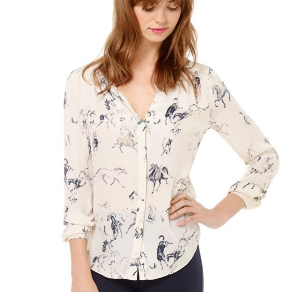 Babaton blouse | 100% Silk | Bergen Horse Print | Size XS | Excellent condition
